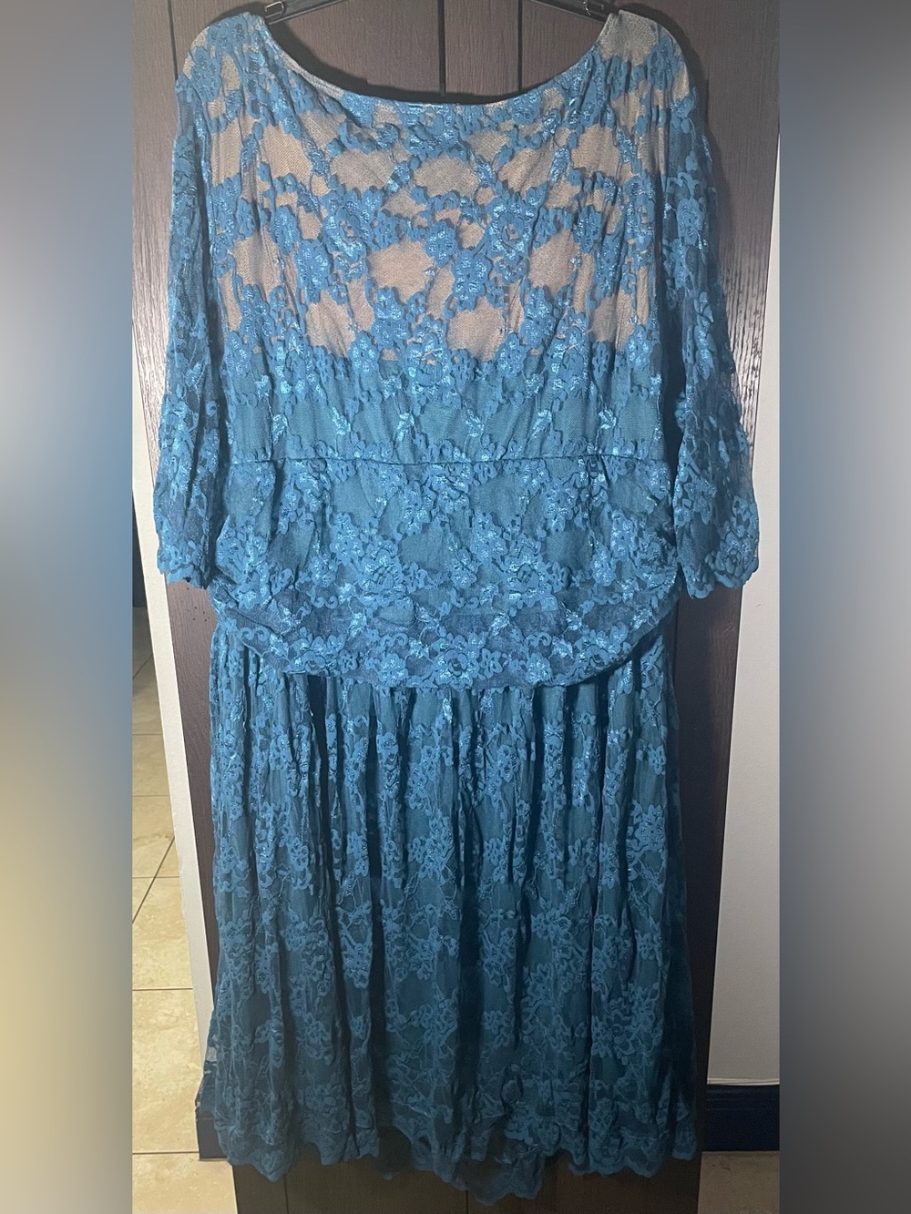 Kiyonna Teal Lace Overlay Dress